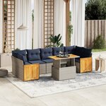 vidaXL Salon de jardin 8 Pièces avec coussins gris résine tressée