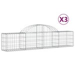 vidaXL Paniers à gabions arqués 3 Pièces 200x30x40/60 cm Fer galvanisé