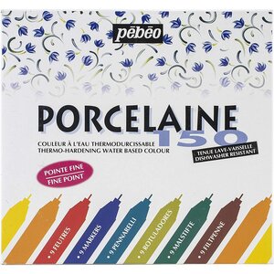 Boîte de 9 marqueurs p150 porcelaine pointe fine assortis pébéo