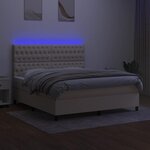 vidaXL Sommier à lattes de lit et matelas et LED Crème 180x200cm Tissu