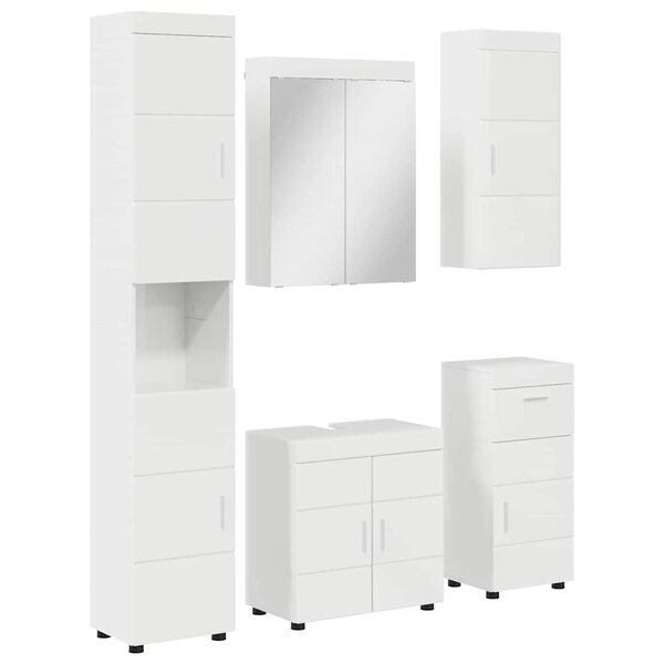 vidaXL Ensemble de mobilier de salle de bain TULUM Blanc brillant