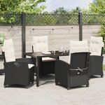 vidaXL Ensemble de salle à manger de jardin 5 pièces avec coussins noir en poly rattan