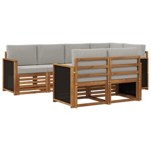 vidaXL Ensemble de canapés d'extérieur 6 pc Naturel et gris clair
