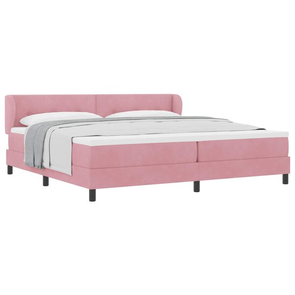 vidaXL Lit à ressorts avec tête de lit Rose 200 x 200 cm Velours