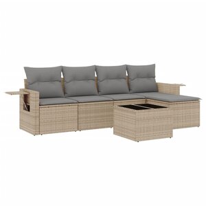vidaXL Salon de jardin avec coussins 6 Pièces beige résine tressée