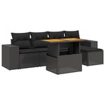 vidaXL Salon de jardin 6 Pièces avec coussins noir résine tressée