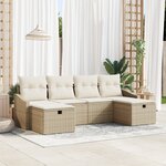 vidaXL Ensemble de canapé de jardin 6 pièces avec coussins beige en poly rotin