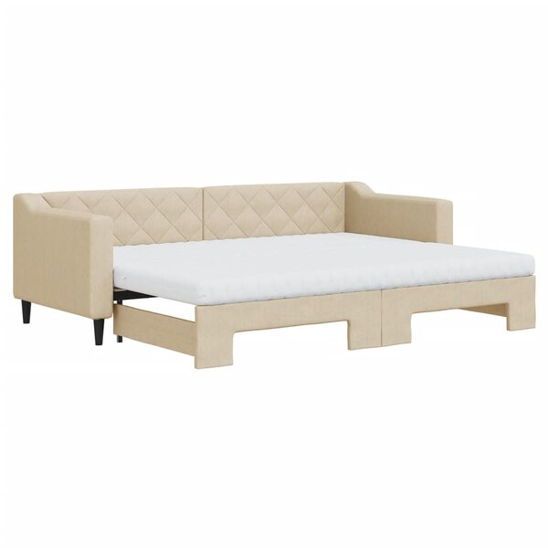 vidaXL Lit de jour avec gigogne et matelas crème 80x200 cm tissu