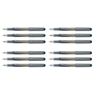 Stylo Plume Jetable V-Pen SILVER Pointe Moyenne Noir x 12 PILOT