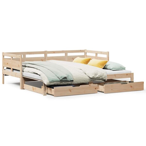 vidaXL Lit de jour avec gigogne et tiroirs sans matelas 80x200 cm