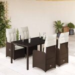 vidaXL Ensemble de bistro de jardin 5 Pièces coussins marron poly rotin