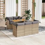 vidaXL Salon de jardin avec coussins 6 Pièces beige résine tressée