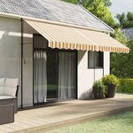 vidaXL Tissu de remplacement de cantonnière d’auvent rayure jaune gris