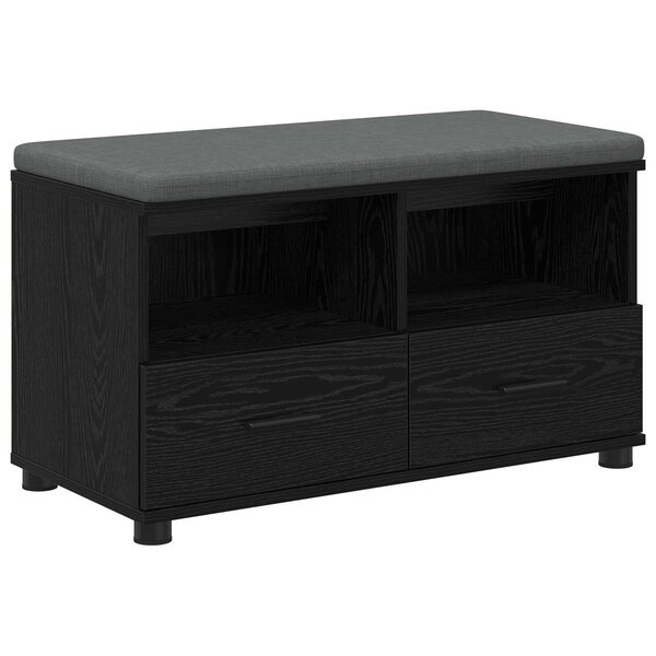 vidaXL Banc d'entrée avec coussin Chêne noir 80 x 38 x 46 cm