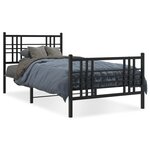 vidaXL Cadre de lit métal avec tête de lit/pied de lit noir 100x190 cm
