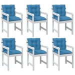 vidaXL Coussins de chaise à dossier bas lot de 6 bleu mélangé tissu
