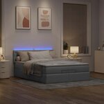 vidaXL Lit ottoman avec matelas et LED gris clair 140x190 cm tissu