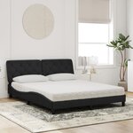 vidaXL Lit avec matelas noir 160x200 cm velours