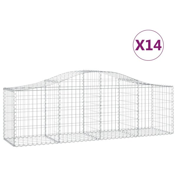 vidaXL Paniers à gabions arqués 14 Pièces 200x50x60/80 cm fer galvanisé