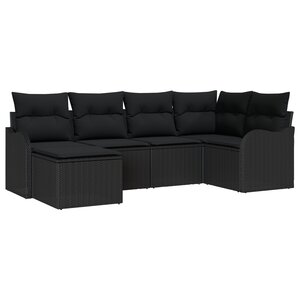 vidaXL Ensemble de canapé de jardin 6 pièces avec coussins en rotin synthétique noir