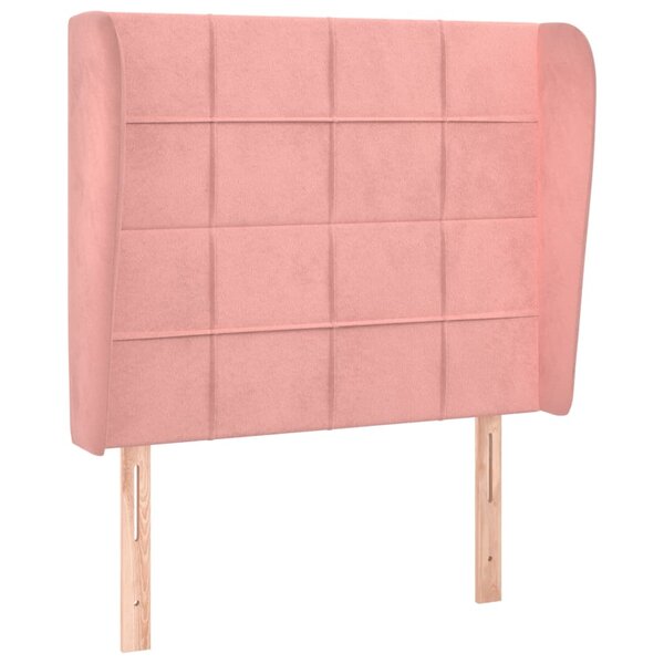 vidaXL Tête de lit avec oreilles Rose 93x23x118/128 cm Velours