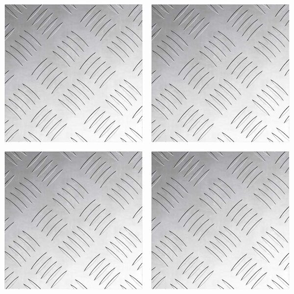 vidaXL Plaques à damier 4 Pièces Argent 20 x 20 cm Aluminium