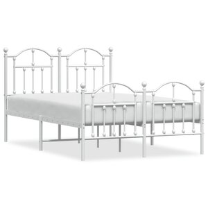 vidaXL Cadre de lit métal sans matelas et pied de lit blanc 120x200 cm