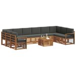 vidaXL Ensemble de canapés d'extérieur 11 Pièces Naturel et Anthracite