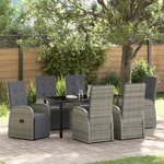 vidaXL Set de salle à manger de jardin 7 pièces avec coussins Gris Résine PE