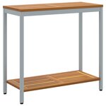 vidaXL Table d'extérieur Naturel et Gris 35x80x75 cm Bois massif et acier