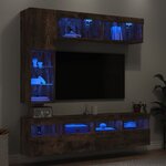 vidaXL Ensemble de meubles TV muraux 7 Pièces et lumières LED chêne fumé