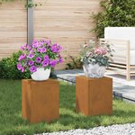 vidaXL Supports pour plantes 2 Pièces Rouillé 24 x 24 x 35 cm
