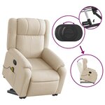 vidaXL Fauteuil inclinable de massage Crème Tissu