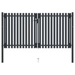 vidaXL Portail de clôture à double porte Acier 306x200 cm Anthracite