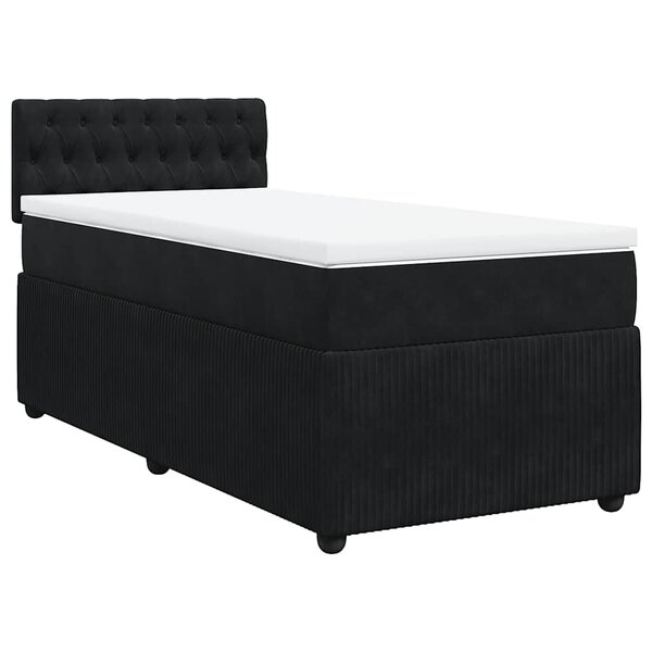 vidaXL Sommier à lattes de lit et matelas Noir 80x200 cm Velours