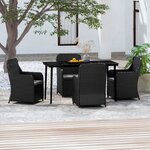 vidaXL Ensemble à manger de jardin avec coussins 5 Pièces Noir
