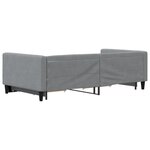 vidaXL Lit de jour avec gigogne et tiroirs gris clair 100x200 cm tissu