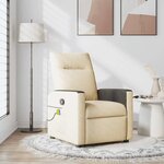 vidaXL Fauteuil de massage inclinable Crème Tissu