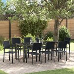 vidaXL Ensemble de salle à manger de jardin 9 pièces Noir Poly Rattan