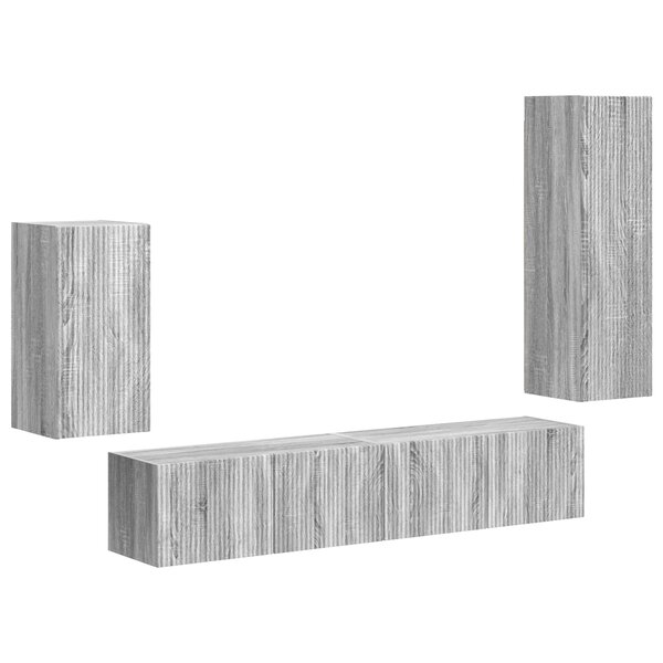 vidaXL Ensemble meuble TV 4 Pièces Gris Sonoma Bois d'ingénierie