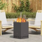 vidaXL Foyer sans fumée hexagonal noir 48x48x51 cm en acier