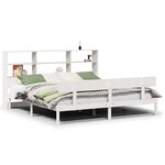 vidaXL Lit bibliothèque sans matelas blanc 200x200 cm bois pin massif