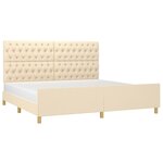 vidaXL Cadre de lit sans matelas et tête de lit crème 200x200 cm tissu