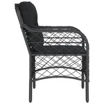 vidaXL Chaises de jardin avec coussins lot de 2 noir résine tressée