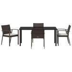 vidaXL Ensemble de salle à manger pour jardin 5 Pièces Marron Poly rotin