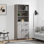 vidaXL Buffet haut Sonoma gris 69 5x34x180 cm Bois d'ingénierie