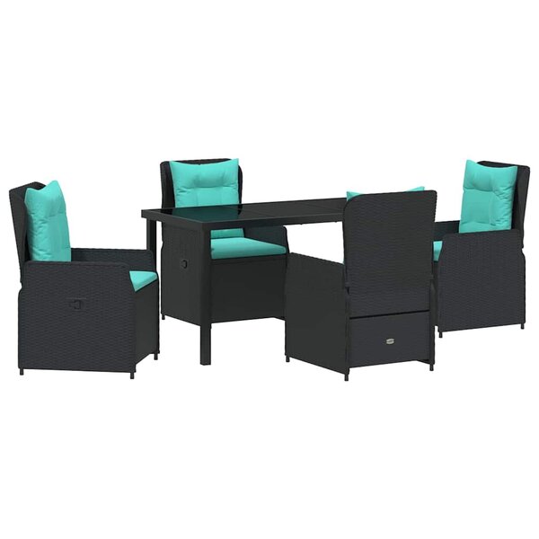 vidaXL Ensemble de salle à manger pour jardin 5 Pièces Noir Poly rotin