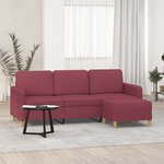 vidaXL Canapé à 3 places avec repose-pieds Rouge bordeaux 180 cm Tissu