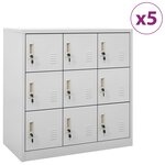 vidaXL Armoires à casiers 5 Pièces Gris clair 90x45x92 5 cm Acier