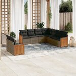vidaXL Salon de jardin 9 Pièces avec coussins gris résine tressée